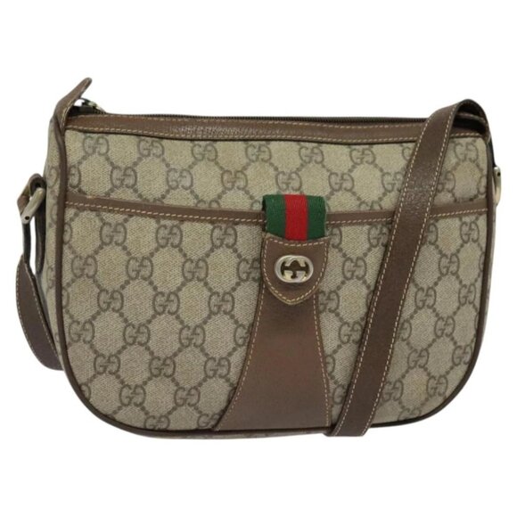 GUCCI GG Supreme Web Sherry Line Bag PVC Beige Gold - Picture 1 of 16